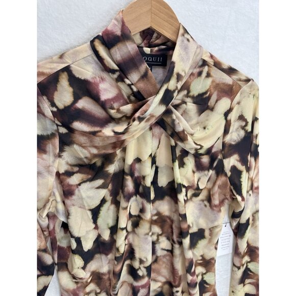 ELOQUII Women's Watercolor Print Mesh Cross Neck Shirt Size 14-16 NWT - Picture 4 of 12